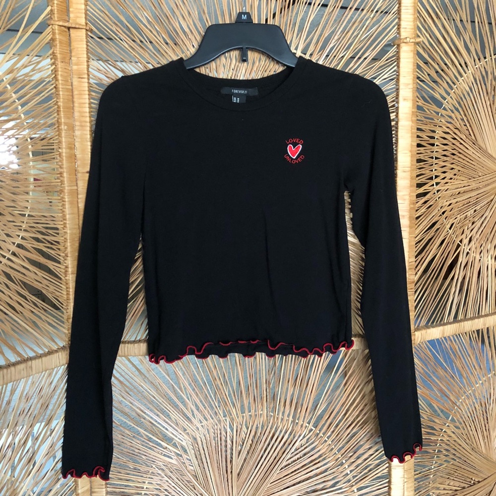 Forever 21 Loved Unloved Red Heart Crop Top